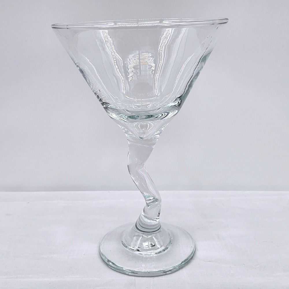 Libbey37799 Z-Stem Clear Martini Glass Modern Sculptural Barware 7 Inch
